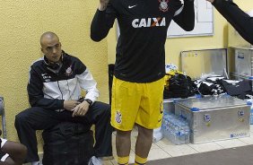 Nos vestiários antes da partida entre San José/Oruro/Bolivia x Corinthians/Brasil realizada esta noite no estádio Jesus Bermudez, na cidade de Oruro/Bolivia, primeiro jogo da fase de classificação da Copa Libertadores de América 2013