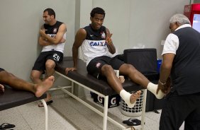 Nos vestirios antes da partida entre Corinthians/Brasil x Millionarios/Colmbia, realizada esta noite no estdio do Pacaembu, segundo jogo da fase de classificao da Copa Libertadores de Amrica 2013