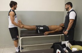 Nos vestiários antes da partida entre Corinthians/Brasil x Millionarios/Colômbia, realizada esta noite no estádio do Pacaembu, segundo jogo da fase de classificação da Copa Libertadores de América 2013
