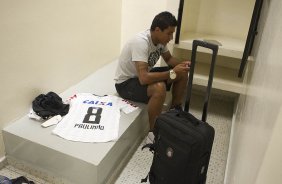 Nos vestiários antes da partida entre Corinthians/Brasil x Millionarios/Colômbia, realizada esta noite no estádio do Pacaembu, segundo jogo da fase de classificação da Copa Libertadores de América 2013