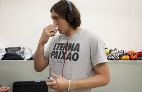 Nos vestiários antes da partida entre Corinthians/Brasil x Millionarios/Colômbia, realizada esta noite no estádio do Pacaembu, segundo jogo da fase de classificação da Copa Libertadores de América 2013
