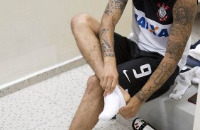 Nos vestiários antes da partida entre Corinthians/Brasil x Millionarios/Colômbia, realizada esta noite no estádio do Pacaembu, segundo jogo da fase de classificação da Copa Libertadores de América 2013