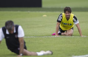 Durante o treino desta manh no CT Joaquim Grava, no Parque Ecolgico do Tiete. O prximo jogo da equipe ser amanh, domingo, 03/03, contra o Santos, no Morumbi jogo vlido pela 10 rodada da Campeonato Paulista 2013