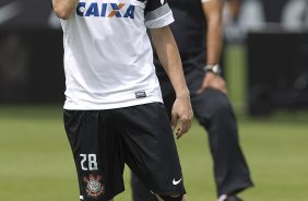 Durante o treino desta manh no CT Joaquim Grava, no Parque Ecolgico do Tiete. O prximo jogo da equipe ser amanh, domingo, 03/03, contra o Santos, no Morumbi jogo vlido pela 10 rodada da Campeonato Paulista 2013