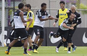 Durante o treino desta manh no CT Joaquim Grava, no Parque Ecolgico do Tiete. O prximo jogo da equipe ser amanh, domingo, 03/03, contra o Santos, no Morumbi jogo vlido pela 10 rodada da Campeonato Paulista 2013