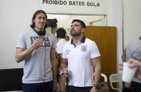 Nos vestirios antes da partida entre Santos x Corinthians realizada esta tarde no estdio do Morumbi, jogo vlido pela 10 rodada do Campeonato Paulista de 2013