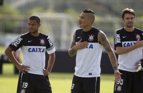 Durante o treino desta tarde no CT Joaquim Grava, no Parque Ecolgico do Tiete. O prximo jogo da equipe ser amanh, quarta-feira, dia 13/03, contra o Tijuana do Mxico, jogo da volta vlido pela fase de classificao da Copa Libertadores da Amrica 2013