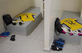 Nos vestiários antes da partida entre Corinthians/Brasil x Tijuana/México, realizada esta noite no estádio do Pacaembu, jogo da volta da fase de classificação da Copa Libertadores de América 2013