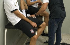 Nos vestiários antes da partida entre Corinthians/Brasil x Tijuana/México, realizada esta noite no estádio do Pacaembu, jogo da volta da fase de classificação da Copa Libertadores de América 2013