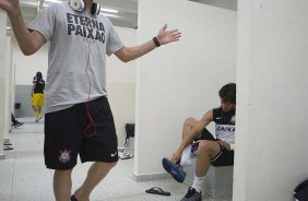 Nos vestiários antes da partida entre Corinthians/Brasil x Tijuana/México, realizada esta noite no estádio do Pacaembu, jogo da volta da fase de classificação da Copa Libertadores de América 2013