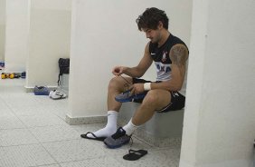 Nos vestiários antes da partida entre Corinthians/Brasil x Tijuana/México, realizada esta noite no estádio do Pacaembu, jogo da volta da fase de classificação da Copa Libertadores de América 2013