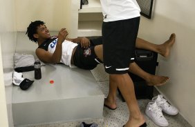 Nos vestiários antes da partida entre Corinthians x Uniao Barbarense realizada esta tarde no estádio do Pacaembu, jogo válido pela 12ª rodada do Campeonato Paulista de 2013