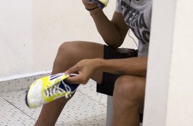 Nos vestiários antes da partida entre Corinthians x Uniao Barbarense realizada esta tarde no estádio do Pacaembu, jogo válido pela 12ª rodada do Campeonato Paulista de 2013