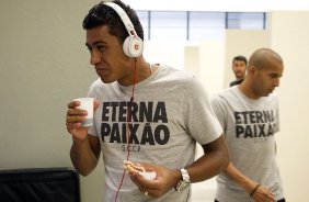 Nos vestiários antes da partida entre Corinthians x Uniao Barbarense realizada esta tarde no estádio do Pacaembu, jogo válido pela 12ª rodada do Campeonato Paulista de 2013