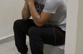 Nos vestiários antes da partida entre Corinthians x Penapolense realizada esta noite no estádio do Pacaembu, jogo válido pela 15ª rodada do Campeonato Paulista de 2013
