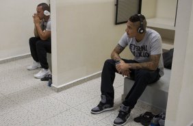 Nos vestiários antes da partida entre Corinthians x Penapolense realizada esta noite no estádio do Pacaembu, jogo válido pela 15ª rodada do Campeonato Paulista de 2013