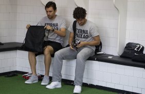 Nos vestiários antes da partida entre São Paulo x Corinthians realizada esta tarde no estádio do Morumbi, jogo válido pela 16ª rodada do Campeonato Paulista de 2013