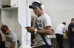 Nos vestiários antes da partida entre São Paulo x Corinthians realizada esta tarde no estádio do Morumbi, jogo válido pela 16ª rodada do Campeonato Paulista de 2013