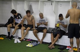 Nos vestiários antes da partida entre São Paulo x Corinthians realizada esta tarde no estádio do Morumbi, jogo válido pela 16ª rodada do Campeonato Paulista de 2013