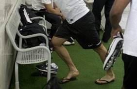 Nos vestiários antes da partida entre São Paulo x Corinthians realizada esta tarde no estádio do Morumbi, jogo válido pela 16ª rodada do Campeonato Paulista de 2013