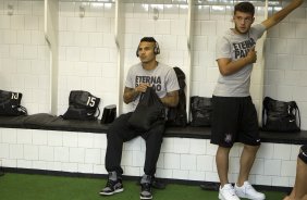 Nos vestiários antes da partida entre São Paulo x Corinthians realizada esta tarde no estádio do Morumbi, jogo válido pela 16ª rodada do Campeonato Paulista de 2013