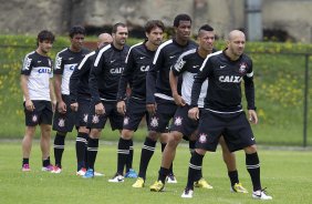 Durante o treino desta manh no anexo ao estdio El Campn, na cidade de Bogota, Colmbia. O prximo jogo da equipe ser amanh, quarta-feira, dia 03/04, contra o Millonarios, da Colmbia, no estdio El Campn, em Bogota, jogo de volta vlido pela Copa Libertadores da Amrica 2013