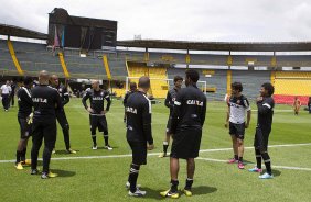 Durante o treino desta manh no anexo ao estdio El Campn, na cidade de Bogota, Colmbia. O prximo jogo da equipe ser amanh, quarta-feira, dia 03/04, contra o Millonarios, da Colmbia, no estdio El Campn, em Bogota, jogo de volta vlido pela Copa Libertadores da Amrica 2013