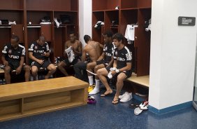 Nos vestiários antes da partida entre Millonarios/Colômbia x Corinthians/Brasil, realizada esta noite no estádio El Campín, em Bogota, jogo da volta da fase de classificação da Copa Libertadores de América 2013