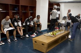 Nos vestiários antes da partida entre Millonarios/Colômbia x Corinthians/Brasil, realizada esta noite no estádio El Campín, em Bogota, jogo da volta da fase de classificação da Copa Libertadores de América 2013