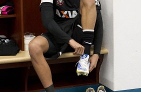 Nos vestiários antes da partida entre Millonarios/Colômbia x Corinthians/Brasil, realizada esta noite no estádio El Campín, em Bogota, jogo da volta da fase de classificação da Copa Libertadores de América 2013