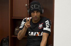 Nos vestiários antes da partida entre Millonarios/Colômbia x Corinthians/Brasil, realizada esta noite no estádio El Campín, em Bogota, jogo da volta da fase de classificação da Copa Libertadores de América 2013