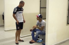 Nos vestiários antes da partida entre Corinthians x São Bernardo realizada esta tarde no estádio do Pacaembu, jogo válido pela 17ª rodada do Campeonato Paulista de 2013