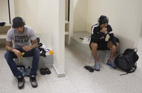 Nos vestiários antes da partida entre Corinthians/Brasil x San José/Bolivia, realizada esta noite no estádio do Pacaembu, jogo da volta da fase de classificação da Copa Libertadores de América 2013