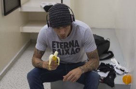 Nos vestiários antes da partida entre Corinthians/Brasil x San José/Bolivia, realizada esta noite no estádio do Pacaembu, jogo da volta da fase de classificação da Copa Libertadores de América 2013