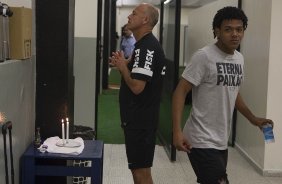 Nos vestiários antes da partida entre Corinthians/Brasil x San José/Bolivia, realizada esta noite no estádio do Pacaembu, jogo da volta da fase de classificação da Copa Libertadores de América 2013