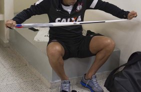 Nos vestiários antes da partida entre Corinthians/Brasil x San José/Bolivia, realizada esta noite no estádio do Pacaembu, jogo da volta da fase de classificação da Copa Libertadores de América 2013