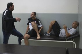 Nos vestiários antes da partida entre Corinthians x Atlético Sorocaba realizada esta tarde no estádio do Pacaembu, jogo válido pela 18ª rodada do Campeonato Paulista de 2013