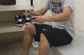 Nos vestiários antes da partida entre Corinthians x Atlético Sorocaba realizada esta tarde no estádio do Pacaembu, jogo válido pela 18ª rodada do Campeonato Paulista de 2013