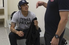 Nos vestiários antes da partida entre Corinthians x Atlético Sorocaba realizada esta tarde no estádio do Pacaembu, jogo válido pela 18ª rodada do Campeonato Paulista de 2013