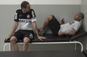 Nos vestiários antes da partida entre Corinthians x Atlético Sorocaba realizada esta tarde no estádio do Pacaembu, jogo válido pela 18ª rodada do Campeonato Paulista de 2013