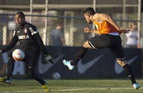 Durante o treino desta tarde no CT Joaquim Grava, no Parque Ecolgico do Tiete. O prximo jogo da equipe ser domingo, dia 05/05, contra o So Paulo, no Morumbi, jogo vlido pelas semi-finais do Campeonato Paulista de 2013