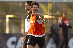 Durante o treino desta tarde no CT Joaquim Grava, no Parque Ecolgico do Tiete. O prximo jogo da equipe ser domingo, dia 12/05, contra o Santos, no Pacaembu, jogo de ida vlido pela final do Campeonato Paulista de 2013