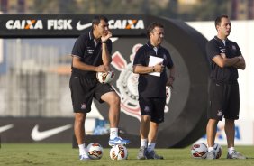 Durante o treino do Corinthians realizado esta tarde no CT Joaquim Grava, zona leste de So Paulo; o prximo jogo do time ser quarta-feira, dia 15/05, contra o Boca Juniors, da Argentina, no estdio do Pacaembu, jogo da volta, vlido pela Copa Libertadores da Amrica 2013 ; SP/SP - 14/05/2013