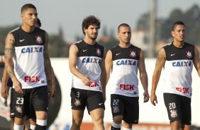 Durante o treino do Corinthians realizado esta tarde no CT Joaquim Grava, zona leste de So Paulo; o prximo jogo do time ser quarta-feira, dia 15/05, contra o Boca Juniors, da Argentina, no estdio do Pacaembu, jogo da volta, vlido pela Copa Libertadores da Amrica 2013 ; SP/SP - 14/05/2013