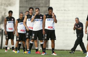 Durante o treino do Corinthians realizado esta tarde no CT Joaquim Grava, zona leste de So Paulo; o prximo jogo do time ser quarta-feira, dia 15/05, contra o Boca Juniors, da Argentina, no estdio do Pacaembu, jogo da volta, vlido pela Copa Libertadores da Amrica 2013 ; SP/SP - 14/05/2013