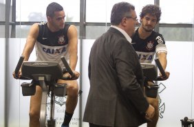 Durante o treino desta tarde no CT Joaquim Grava, no Parque Ecolgico do Tiete. O prximo jogo da equipe ser domingo, dia 19/05, contra o Santos, na Vila Belmiro, jogo de volta vlido pela final do Campeonato Paulista de 2013