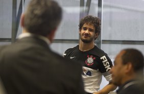 Durante o treino desta tarde no CT Joaquim Grava, no Parque Ecolgico do Tiete. O prximo jogo da equipe ser domingo, dia 19/05, contra o Santos, na Vila Belmiro, jogo de volta vlido pela final do Campeonato Paulista de 2013