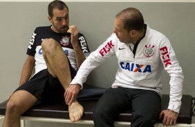 Nos vestirios antes da partida entre Corinthians x Botafogo, realizada esta noite no estdio do Pacaembu, abertura do Campeonato Brasileiro de 2013