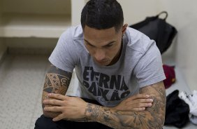 Nos vestirios antes da partida entre Corinthians x Botafogo, realizada esta noite no estdio do Pacaembu, abertura do Campeonato Brasileiro de 2013