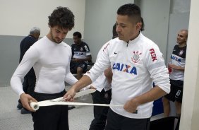 Nos vestirios antes da partida entre Corinthians x Botafogo, realizada esta noite no estdio do Pacaembu, abertura do Campeonato Brasileiro de 2013